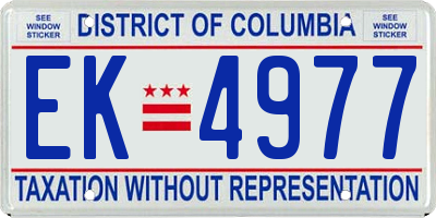 DC license plate EK4977