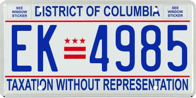 DC license plate EK4985