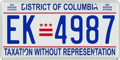 DC license plate EK4987