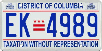 DC license plate EK4989