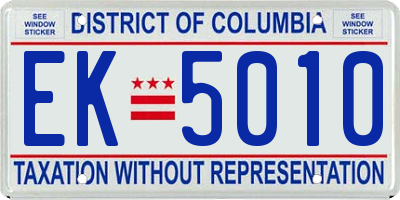 DC license plate EK5010