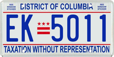 DC license plate EK5011