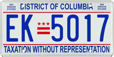 DC license plate EK5017