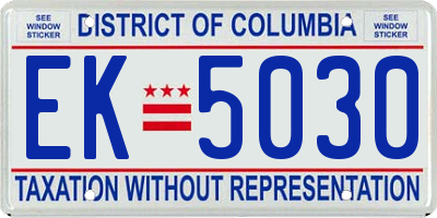 DC license plate EK5030