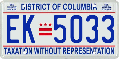DC license plate EK5033