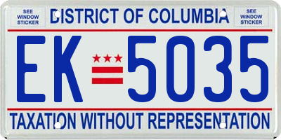 DC license plate EK5035