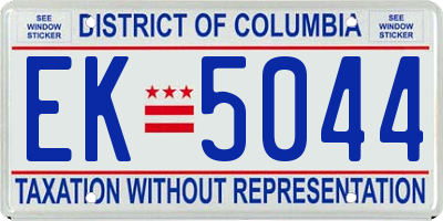 DC license plate EK5044