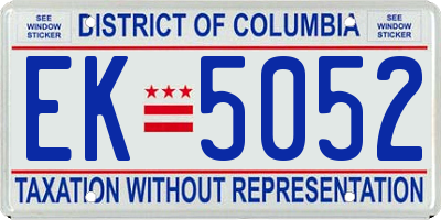 DC license plate EK5052