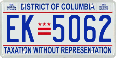 DC license plate EK5062