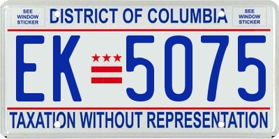 DC license plate EK5075