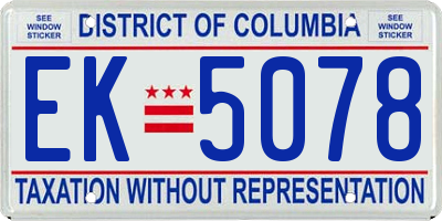 DC license plate EK5078