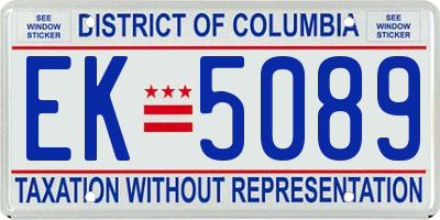 DC license plate EK5089