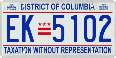 DC license plate EK5102