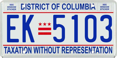 DC license plate EK5103