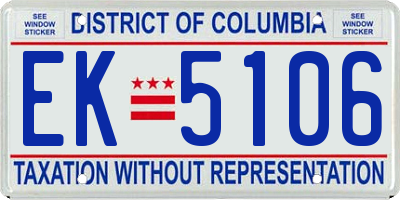 DC license plate EK5106