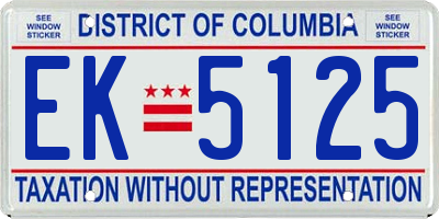 DC license plate EK5125