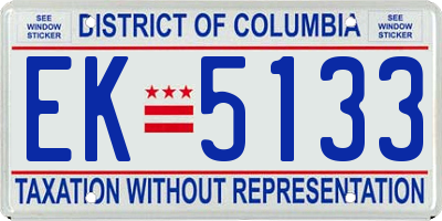 DC license plate EK5133