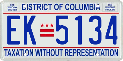 DC license plate EK5134