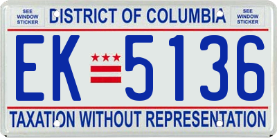 DC license plate EK5136