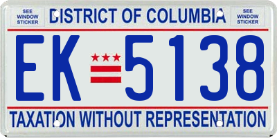 DC license plate EK5138
