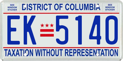 DC license plate EK5140