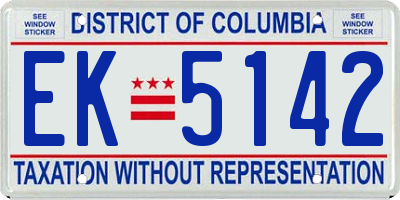 DC license plate EK5142