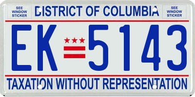 DC license plate EK5143