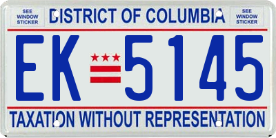 DC license plate EK5145