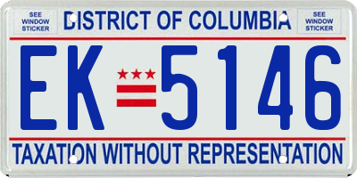 DC license plate EK5146