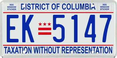 DC license plate EK5147