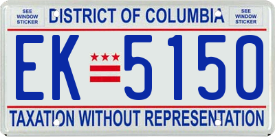 DC license plate EK5150