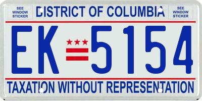 DC license plate EK5154