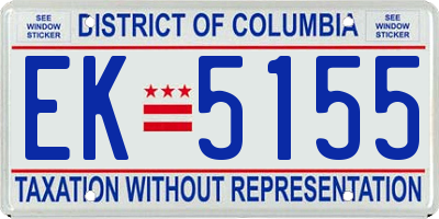 DC license plate EK5155