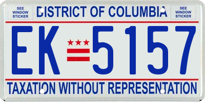 DC license plate EK5157