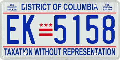 DC license plate EK5158