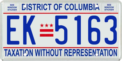 DC license plate EK5163