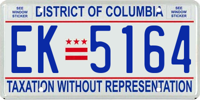 DC license plate EK5164