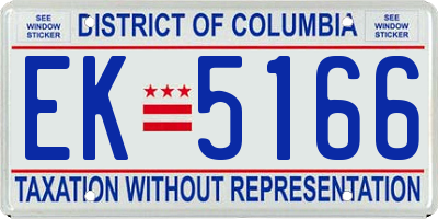 DC license plate EK5166