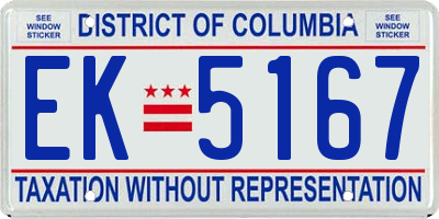 DC license plate EK5167