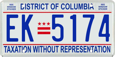 DC license plate EK5174