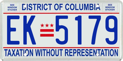 DC license plate EK5179