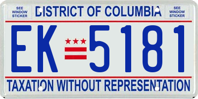 DC license plate EK5181