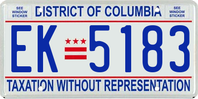 DC license plate EK5183