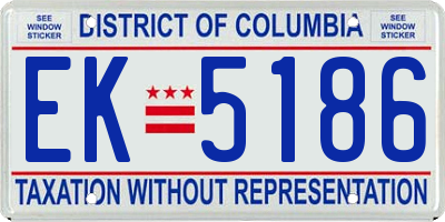 DC license plate EK5186