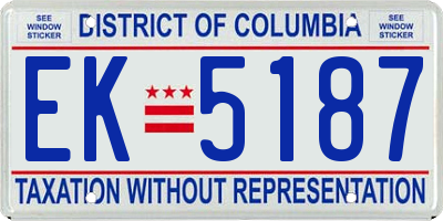 DC license plate EK5187