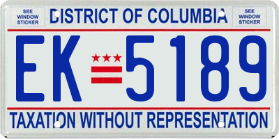 DC license plate EK5189