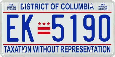 DC license plate EK5190