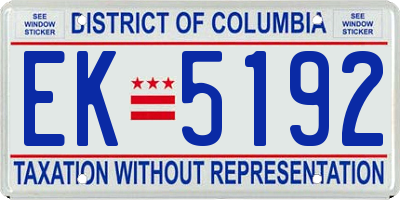 DC license plate EK5192