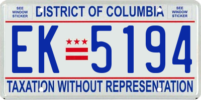 DC license plate EK5194