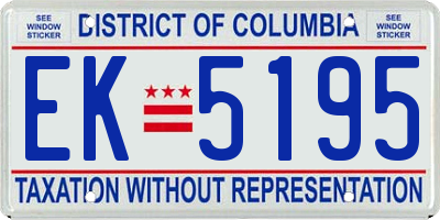 DC license plate EK5195